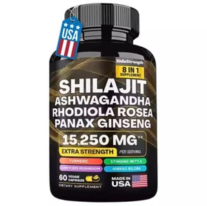 Globaltech Shilajit, Ashwagandha, Rhodiola, Ginseng - 15.250 mg (Made in USA) - Foto 1 di 8