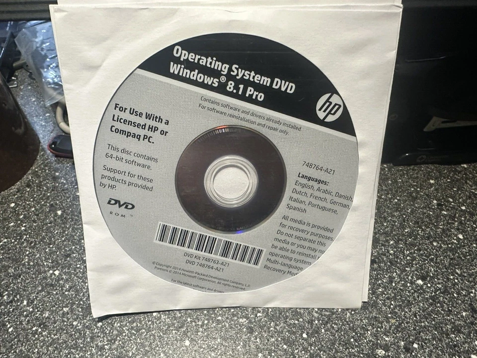 HP Compaq Windows 8.1 Professional 64-Bit DVD PC System Media Software DISC #3H - Image 1 of 1