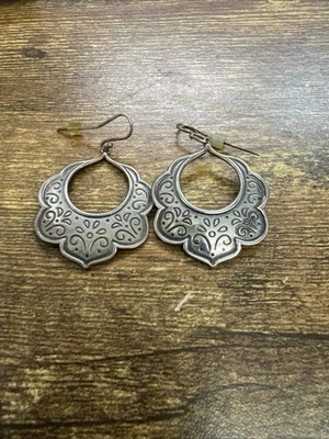 James Avery Retired Rare Floral Folk Art Sterling Silver Earrings - Image 1 of 4