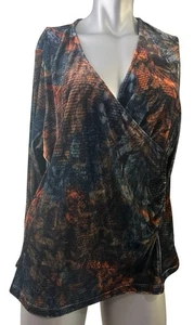 SOFT SURROUNDINGS Velvet Alyssa Faux Wrap 1X Knit Top Tapestry Multi NWT Blouse - Picture 1 of 9