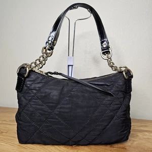 Talbots Purse Black Small Mini Tote Handbag Gold Chain Quilted Zipper - Picture 1 of 12