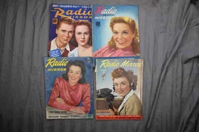 Винтажный радио зеркало журнал лот 1944-1945 группа из 4 выпусков радио звезды - Изображение 1 из 4
