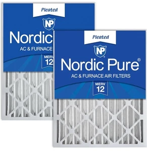 16x20x4 (15_1/2 x 19_1/2 x 3_5/8) Pleated MERV 12 Air Filters 2 Pack HVAC filter - Picture 1 of 4