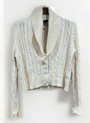 Suéter Ralph Lauren Etiqueta Azul Lino Algodón Para Mujer Talla XL Tejido con Cable Y2K Foto 1 de 4