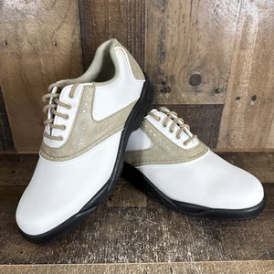 FootJoy GreenJoys Womens Golf Shoes Style 48401 White Tan Size 8.5 Medium  - Picture 1 of 13
