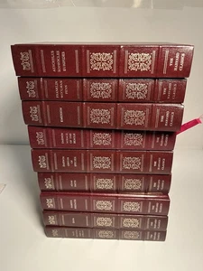 Vntg 1980s Harvard Classics Red Leather Gold 9 Book Lot Plato Darwin Emerson Set - Picture 1 of 7