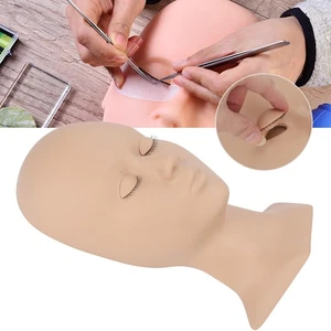 Detachable Eyelash Practice Head Model with Synthetic Fiber Lashes - Picture 1 of 11