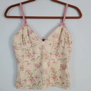 Beverly & Beck Floral Cami Tank Top Gr. M Rosa Leoprint Y2K Coquette Rosen - Bild 1 von 7