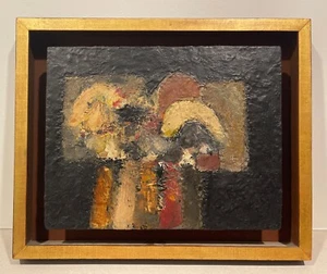 Pintura al óleo expresionista abstracta americana MCM Midcentury a bordo - Imagen 1 de 6