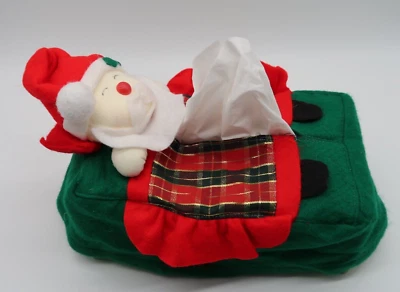 Caja de pañuelos de Papá Noel cubierta caja de pañuelos soporte Kleenex vintage años 80 Foto 1 de 4