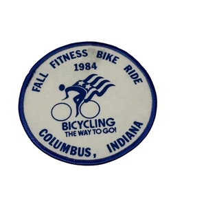 Fall Fitness Bike Ride Columbus Indiana Bicycling Way To Go Flag Cycling Patch - Picture 1 of 2
