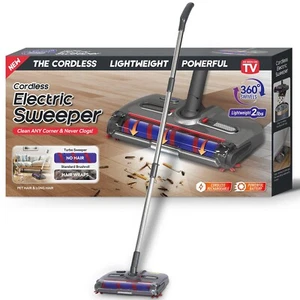 Floor Sweeper with Dual Brush Rotating System and 4 Corner Edge Brushes,2lb - Picture 1 of 8