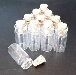100 un. viales de vidrio pequeños tapa de corcho 0,8 ml botellas pequeñas frascos transparentes vacíos 12x24 mm - Imagen 1 de 3