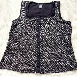 Top Ashley Stewart talla 22/24 sin mangas negro brillante/plateado - Imagen 1 de 4