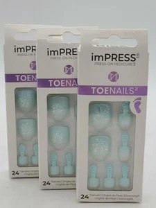 Lot of 3 New Impress Press On Toenails - Golden Days, Free Shipping - Picture 1 of 2
