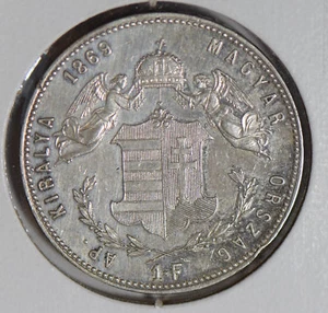 Hungary 1869 Forint silver rare this grade H0094 combine shipping - Picture 1 of 2