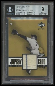 2001 Upper Deck Mickey Mantle Gold Glove Game Used Jersey Pinstripe /25 BGS 9 SP - Picture 1 of 2