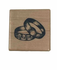 Couple Wedding Rings Marriage Sign Symbol Love Unity PSX B1914 Wood Rubber Stamp - Picture 1 of 3