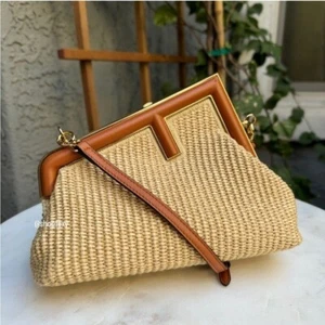 Fendi First Clutch Straw Raffia Shoulder Bag - Picture 1 of 16