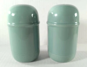 Aqua Ceramic Salt & Pepper Shakers Fiesta Style Range-top Vintage 4 5/8" Tall - Picture 1 of 7