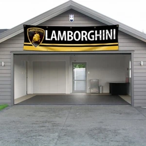 Lamborghini Logo Banner Flag 2x8FT Motocross Car Show Garage Wall Decor Sign US - Picture 1 of 7