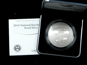 2014-P $1 National Baseball Hall of Fame Silver Dollar - Complete with Box Coa - Picture 1 of 4