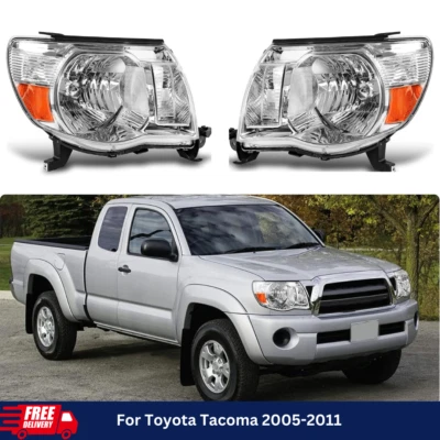 For Toyota Tacoma 2005-2011 Front Headlights Pair Chrome Housing Headlamps Foto 1 de 4