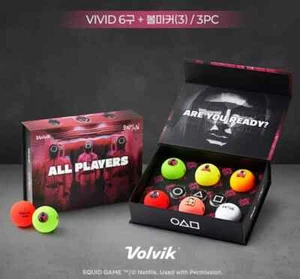 Netflix Squid Game Volvik Special 6 Golf Ball + 3 Ball Markers Set _Korea - Picture 1 of 9