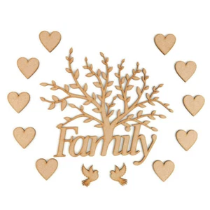 Árbol genealógico MDF láser de madera artesanal forma en blanco boda regalo amor corazón libro de visitas - Imagen 1 de 6
