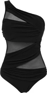 NWT $35 SZ PLUS XXL BLACK Runtlly Women's One Piece Swimsuits One Shoulder BLACK - Picture 1 of 4