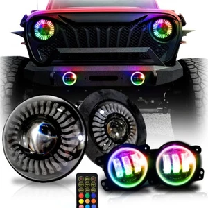 Demon Halo Headlights Fog Lights For Jeep Wrangler JL Gladiator Rubicon Sahara - Picture 1 of 21