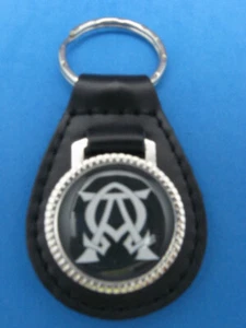 ALPHA OMEGA SIGN BLACK LEATHER KEYRING KEYFOB #228 - Picture 1 of 1