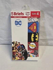 DC Justice League Boys Size 4 Briefs Underwear 5-Pack Cotton Batman Superman (E) - Picture 1 of 2