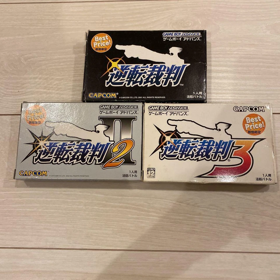 GBA Phoenix Wright Ace Attorney 1 2 3 Set GameBoy Advance Lote Gyakuten Saiban Foto 1 de 1