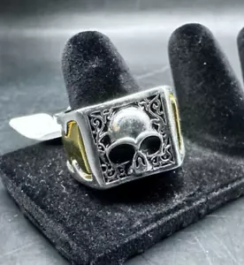 Poison Skull Ring Mens size 10 Biker Rock Gothic Witch Dark Silver gold tone - Picture 1 of 15