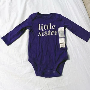 Carters Baby Girl Purple Little Sister Cotton Longsleeve Bodysuit 6 Month 6M NWT - Picture 1 of 2