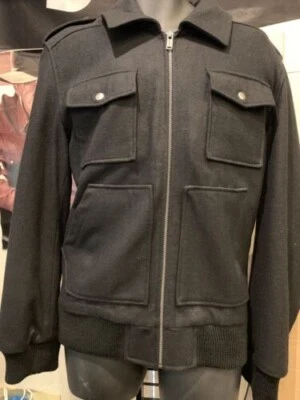 GUESS Men's Wool Bomber Jacket Black Coat 118AB249 Size L - Image 1 of 4