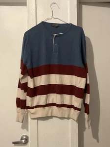 Lord & Taylor striped rugby short w henley collar - Picture 1 of 4