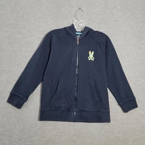 Psycho Bunny Boys Sweatshirt Large Blue Bennett Hoodie Logo Full Zip - Picture 1 of 11
