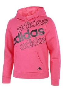 ADIDAS Girls  Fleece Pullover Hoodie  NWT  Size  M 10/12 or  L 14  Pink - Picture 1 of 5