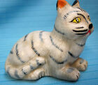 Sad Kitty Cat Hand Painted Figurine 3" Tall Tan Pottery/Ceramic