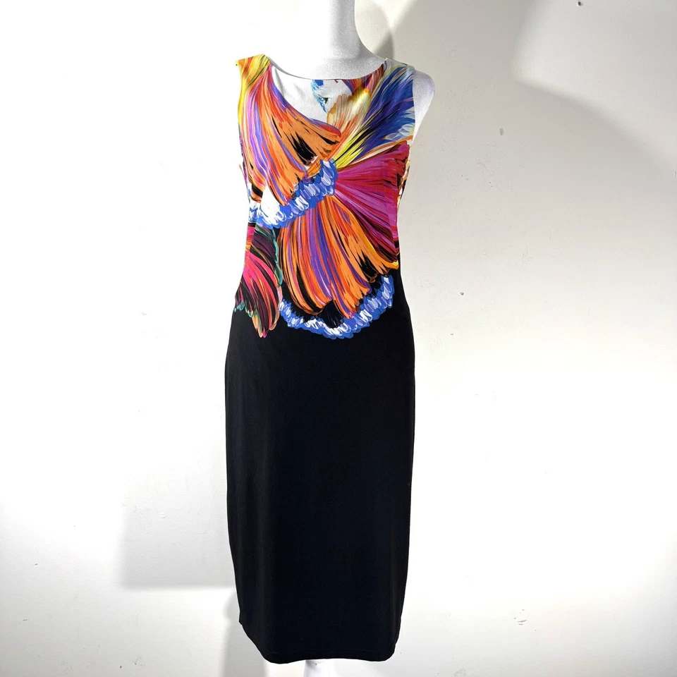 Vestido Joseph Ribkoff negro abstracto floral sin mangas talla 6 funda ceñida al cuerpo Foto 1 de 4