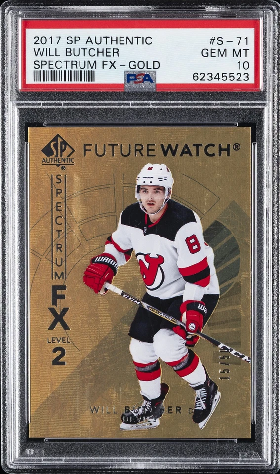 2017 SP AUTH SPCTRM FX GOLD #S-71 WILL BUTCHER #/50 PSA 10 - Image 1 of 2