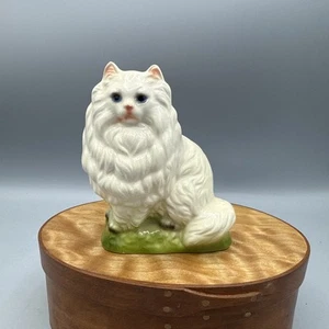 VTG Ceramic Gray White Persian Cat Statue Figurine with Crazing & Small Flaws - Picture 1 of 11