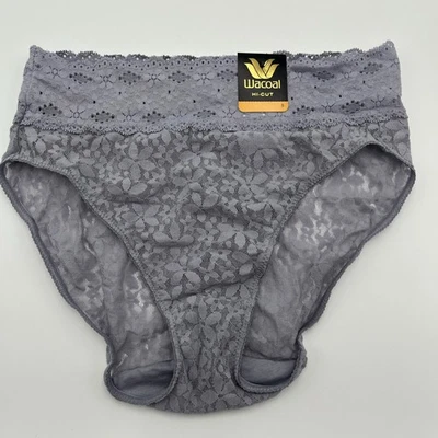 Wacoal Small Halo Lace Hi-Cut Brief Lingerie 870305 Twilight Gray - Image 1 of 4