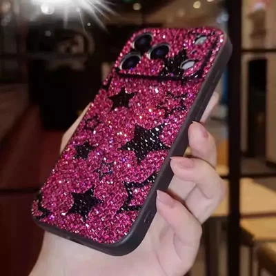 Funda Estrella Estrás Rosa Brillante para iPhone 17 16 15 14 13 12 11 X Pro Max Foto 1 de 4