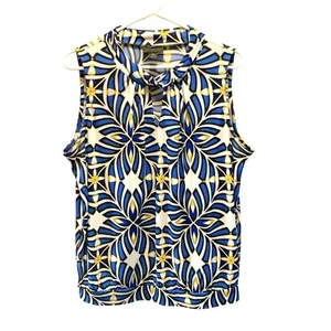 Worthington ärmellose Bluse geometrisch blau und gelb - Bild 1 von 3