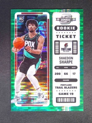 2022-23 Panini Contenders Optic Shaedon Sharpe #17 RC Rookie Green Pulsar /25 - Image 1 of 3