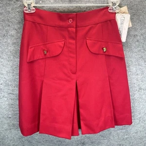 Vintage neu aus altem Lagerbestand Carlisle/Sport A-Linie rot "Rouge" plissierte Wollshorts Gr. 6 goldene Knöpfe - Bild 1 von 6