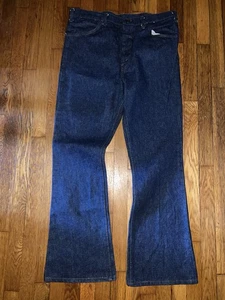 VINTAGE JC PENNEY BELL BOTTOM FLARE JEANS TALON ZIPPER 100% COTTON - Picture 1 of 7